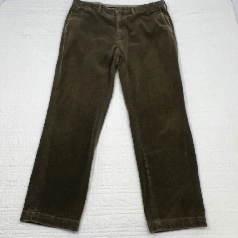 Polo Ralph Lauren Preston Pant Mens 38x32 Olive Brown Corduroy Straight Leg READ